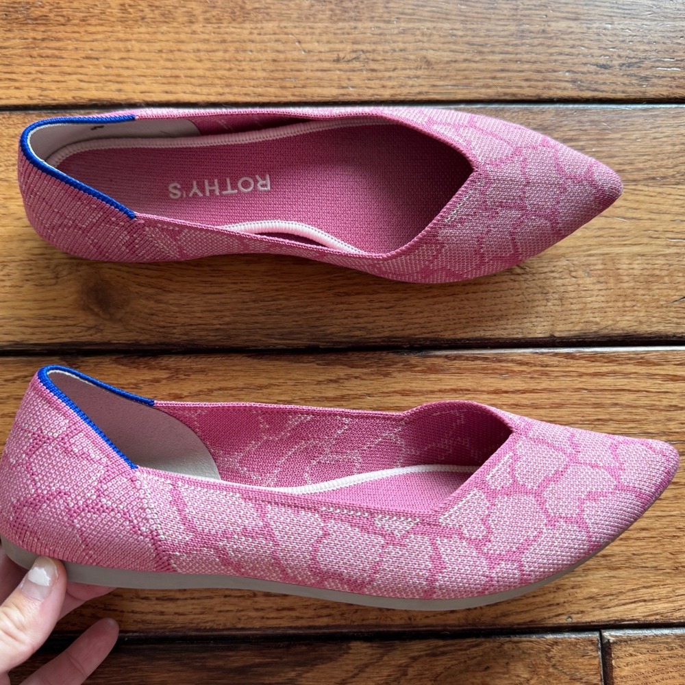 ROTHY'S Sz 8 Pink Rose Quartz Point Flats Limited Edition Unicorn Slip On Shoes